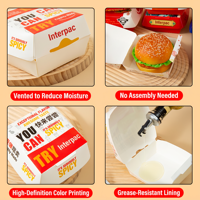 Boîtes à hamburgers en papier kraft Interpac, résistantes à la graisse, écologiques, avec logo personnalisé, fermeture magnétique, boîtes à emporter pour restaurants