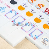 Jeu de Mahjong américain en acrylique bleu clair rafraîchissant avec support de tuiles assorti pour les fêtes estivales et les voyages