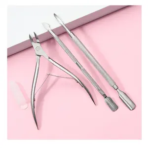 PVC Bag Pack Manicure Tools Silver Stainless Steel Nail Cutter Metal Scissors Cuticle Pusher Nail Cuticle Nippers Set