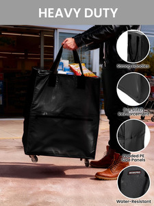 Factory Direct Sales Portable Shopping Bag Foldable Supremarket Shopping Cart Grocery Shopping Cart Trolly with Two Wheels - Product Image 5