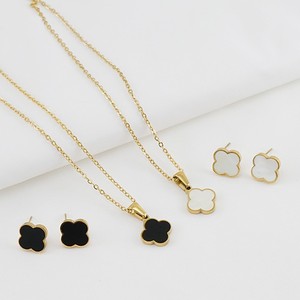 Zogxin Four Leaf Clover Jewelry Set Stainless Steel Gold Plated Necklace And Earrings For Women Gift Fashion Jewelry - Product Image 2