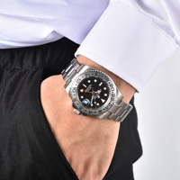 Montre mécanique automatique de luxe Seiko pour homme, 40 mm, avec bracelet en acier inoxydable de 20 mm, cadran à aiguilles, GMT, réserve de marche