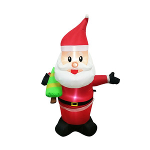 Small Indoor <b>Outdoor</b> Decorations Christmas Inflatable 4FT Santa Holding Tree Home Yard Lawn Decor for Festival Holiday Party - Product Image 1