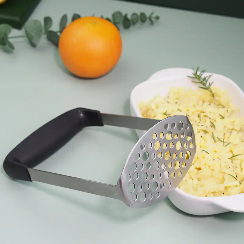 Wide Efficient Innovative Design Stainless Steel Potato Masher with Soft Grips High Handle Potato Press