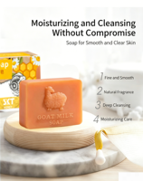Jabón Exfoliante YUNQ, Antiséptico, Antiacné, Leche de Cabra, Rosa, Blanqueador, Hecho a Mano, Proceso en Frío, Sólido, Hidratante, Portátil, Lavado Facial