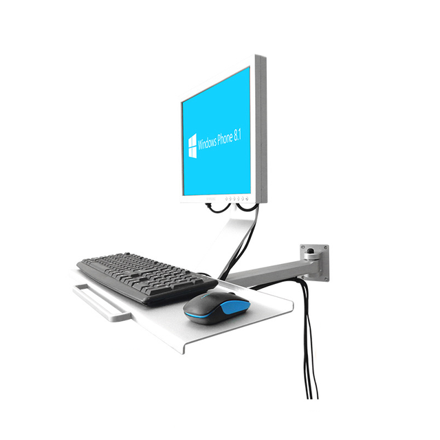 Aluminum Alloy Computer Monitor Arm Stand with Keyboard Tray Angle Adjustable Single VESA Stands for Wall Mounting