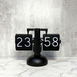 Reloj Despertador de Cuarzo Retro de Escala Pequeña con Mecanismo Interno de Acero Inoxidable, Analógico-Digital en Blanco y Negro, Estilo Art Deco con Calendario - Product Image 5