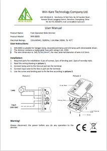 Interrupteur <span class=keywords><strong>variateur</strong></span> à glissière Triac WIN-KARE CE 220V-240V Max 300W avec prise anti-incendie pour lampe de sol LED standard européenne - Product Image 6