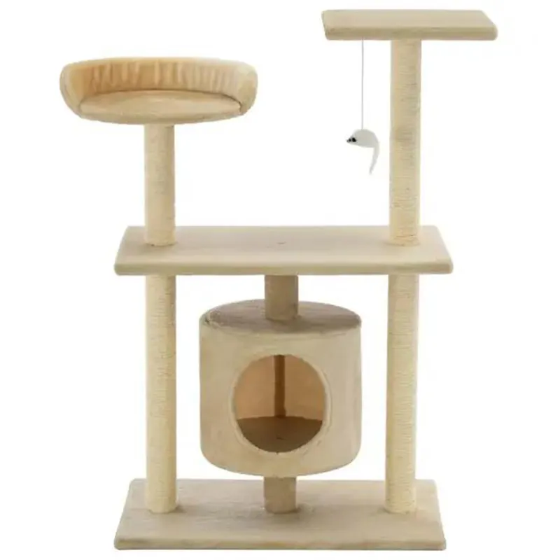 Alberi di gatto e Scratcher gatto albero produttore all'ingrosso Sisal corto sacchetto di peluche legno lettiera per gatti legno sostenibile soffitto in legno