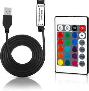 ESann 1M USB DC5V 24 tuşları USB RGB Led denetleyici için 5050 3528 RGB 4-PIN LED şerit işıklar