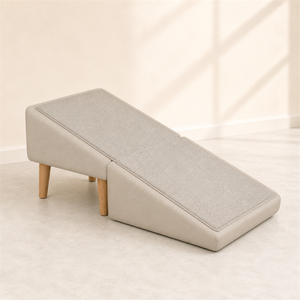 Marchepied <span class=keywords><strong>pliable</strong></span> pour chat avec griffoir, banc ottoman rembourré pour animaux de compagnie, rampe pour chat avec pieds en bois - Product Image 3