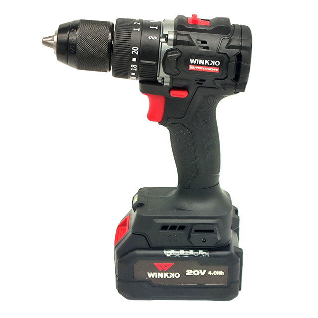 WINKKO 18V 20V Cordless Drill Industrial Grade Keyless Chuck Brushless Motor Impact Drill with Good Quality