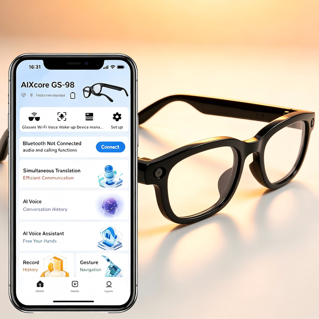 Super Light AI Glasses 240mAh Built-in Battery Open Ear BT Audio Instant Language Translation Smart Eyewear WIFI 6 720P Video