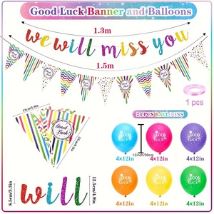 Kit de décoration de fête avec arche de ballons colorés et bannière 'Nous vous manquerons' pour les fêtes de retraite et de remise des diplômes - Product Image 4