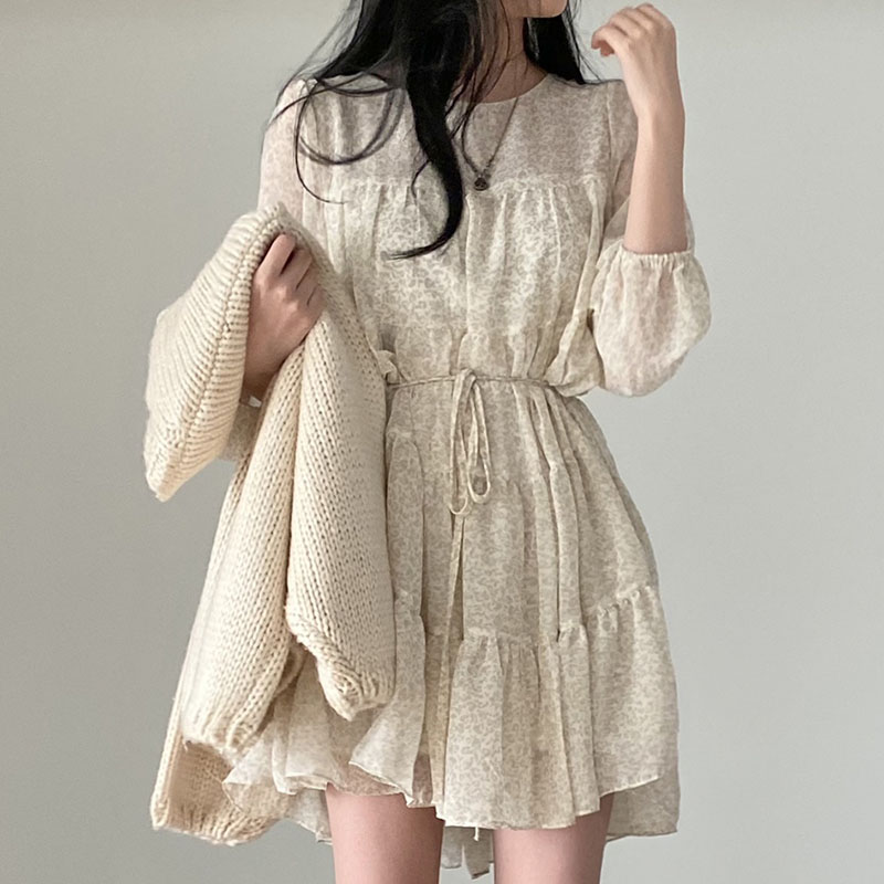 antique wish mini dress 1960s Vintage Bishop Long Sleeve Off-white Polyester Mod Mini Dress