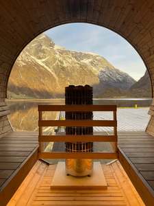 Sauna <span class=keywords><strong>a</strong></span> Botte per 6 Persone con Vista Panoramica, in Abete Termico, per Uso Esterno, con Opzione Stufa Elettrica o <span class=keywords><strong>a</strong></span> <span class=keywords><strong>Legna</strong></span> - Product Image 1