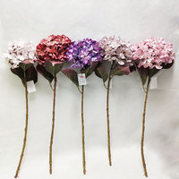 Bunga Hydrangea Buatan Sutra Tiruan Langsung dari Pabrik untuk Buket Tangan, OEM Kustom, Sentuhan Lembut, Bunga Hydrangea Sutra Tiruan