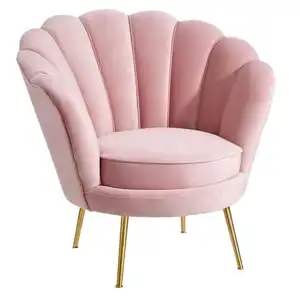 Moderne Wohnzimmer Möbel Rosa Samt Polster Shell Sofa Stuhl Mit Gold Beine