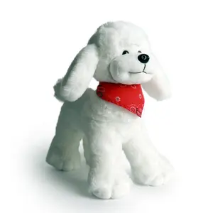 BSCI फैक्टरी कस्टम कम MOQ के साथ प्यारा लवली भरवां पशु सफेद आलीशान नरम कुत्ते खिलौना बच्चों के बच्चों को उपहार के लिए Bandana