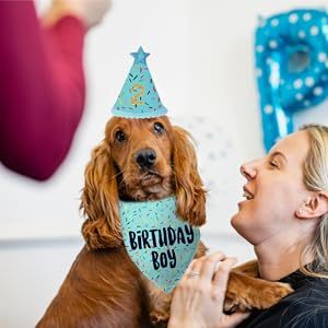 Fournitures pour fête d'anniversaire de chien, foulards bleus pour chien pour fille, bandanas pour chiot, bandanas d'anniversaire pour chiens de petite <span class=keywords><strong>et</strong></span> moyenne taille - Product Image 4