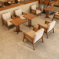 Ensemble de table et 4 chaises de café en bois écologique durable pour usage commercial, canapé de loisirs sur mesure pour restauration rapide, fauteuil pour restaurant