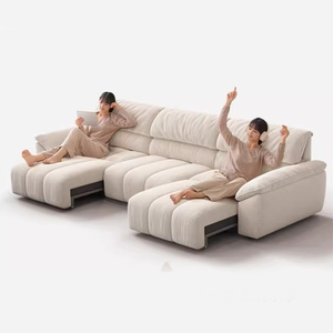Power Motion Cream Fabric Sofa <strong>Bed</strong> French Vintage Intelligent Adjustable Recliner for Luxury Villa Hotel Project <strong>Seating</strong> - Product Image 1
