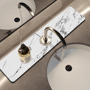 Elegante Alfombrilla Antideslizante Rectangular de Mármol Blanco para Grifo de Cocina - Product Image 1