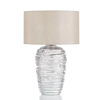 Luminária de mesa luxuosa para sala de estar, estudo, quarto, hotel, sala de exposições nórdica, vidro transparente, lâmpada de mesa LED