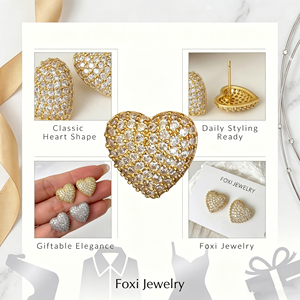 Pendientes de Corazón de Cobre Modernos ZC con Circonita para Mujer, Regalo de Boda o Fiesta de Compromiso, Latón Chapado en Oro de 18K y Rodio - Product Image 5