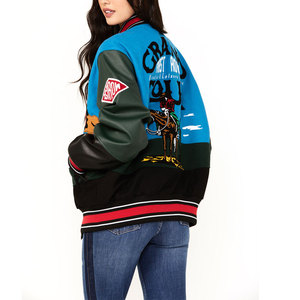 Chaqueta Varsity de Lona Estampada de Manga Larga para Mujer, Estilo Nuevo, Corte Ajustado, Diseño Personalizado, Ropa Urbana, Transpirable, de Secado Rápido y Ligera - Product Image 2