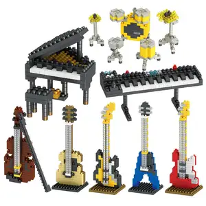 Neue Musik instrumente Klavier gitarre Schlagzeug Set Baustein Baugruppe Kompatibler Block Kleine Partikel Spielzeug Kind Mädchen Geschenk