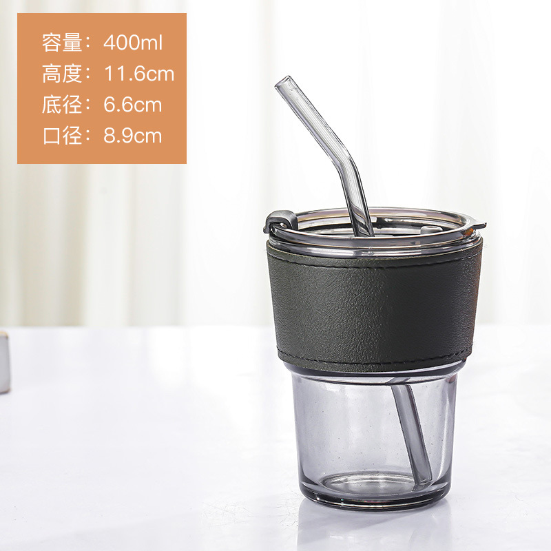 Smoke gray cup body + green leather case