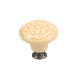 Poignée de meuble en acier et céramique à fleurs en relief antique, petit bouton de tiroir à fleurs pour <span class=keywords><strong>dressing</strong></span> ou armoire de salle de bain - Product Image 5