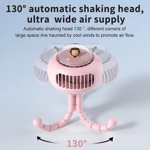 Nuevo cochecito de bebé Shake Head ventilador sin aspas dibujos animados UFO pulpo ventilador portátil inalámbrico seguridad USB recargable escritorio pequeño ventilador - Product Image 4