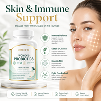 Capsules de Probiotiques Certifiées OEM/ODM pour Femmes, 100 Milliards de UFC, Enzymes Digestives, Prébiotiques, Fibres de Maïs Solubles, Adultes, Canneberge