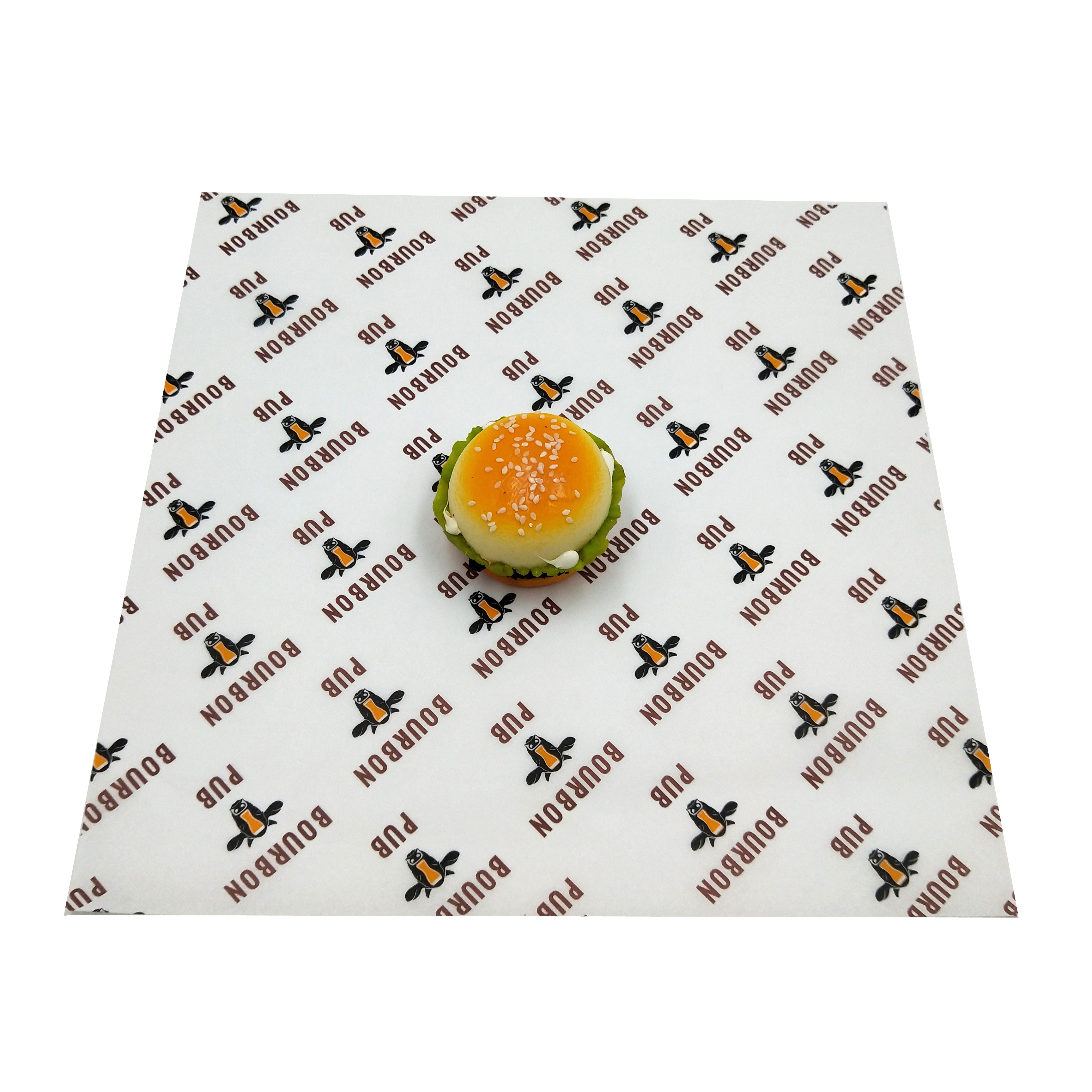 Food Grade Vetvrij Papier Aanpassen Logo Vetvrij Pe Wax Burger Wrap Papier