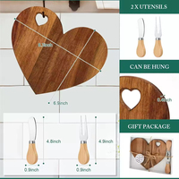Feestfavoren Hartvormig Mini Houten Kaasplank Set met Kaasmessen Charcuterieplank voor Bruiloft Valentijnsdag