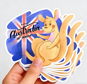 Pegatinas Personalizadas de Canguro y Koala con Corte de Contorno para el Día de Celebración de Australia, Impresas en Vinilo Adhesivo Impermeable - Product Image 6