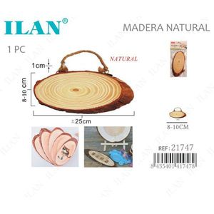 Targa in legno naturale Ilan, diametro 25 cm, con manico in corda, per uso decorativo - Product Image 3