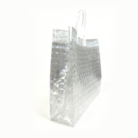 Sac fourre-tout réutilisable imperméable en PVC transparent à fond carré avec poignée intégrée, imprimé sur mesure, motif treillis laser 3D, pour chaussures et vêtements