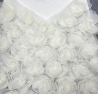 Tissu en organza blanc transparent à fleurs 3D fait main, maille florale stéréo pour robe de mariée, robe de soirée longue