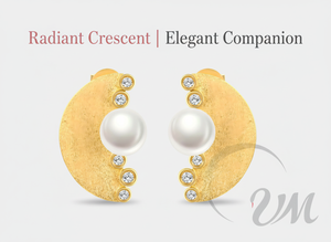 Unisex Classic Exquisite 18K Solid Gold Half-Moon <b>Pearl</b> Stud <b>Earrings</b> Symmetrical Frosted Fine Jewelry VM.Jewelry - Product Image 3