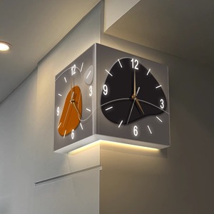<span class=keywords><strong>Horloge</strong></span> murale lumineuse créative 2024, <span class=keywords><strong>horloge</strong></span> d'angle sans perçage, <span class=keywords><strong>horloge</strong></span> double face tendance - Product Image 4