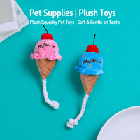 Jouets en peluche en gros pour animaux de compagnie, en forme de crème glacée, résistants aux morsures, jouet en corde pour chien, jouet en peluche pour animaux de compagnie