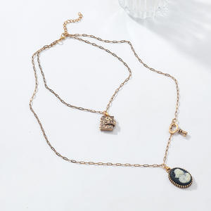Colliers superposés Kaimei 2026, bijoux fantaisie, pendentif tête de beauté, chaîne de pull, longue chaîne, <span class=keywords><strong>collier</strong></span> <span class=keywords><strong>camée</strong></span> doré - Product Image 3
