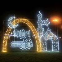 Lanterne décorative islamique Ramadan Kareem, étanche IP65, éclairage en forme de croissant de lune et d'étoile pour les jardins, les cours et les rues en extérieur