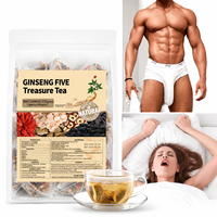 Thé aux Cinq Trésors de Ginseng 5g 30 Sachets Pyramidaux Sans Sucre Mélange d'Herbes Vitalité Masculine Maca Goji Jujube Mûre Sans Caféine