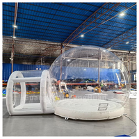Maison Gonflable Bulle en PVC avec Plateforme de Saut, Tente Dôme Transparente Gonflable pour Enfants, Matelas Gonflable