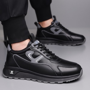 <b>Men's</b> Running Shoes Leather Breathable Low <b>Heel</b> Solid Color Front Laces 5559 - Product Image 4