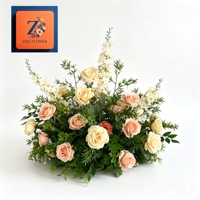 Arche florale de mariage personnalisée en soie artificielle, roses pêche champagne, pour la décoration de la cérémonie de mariage et de la réception